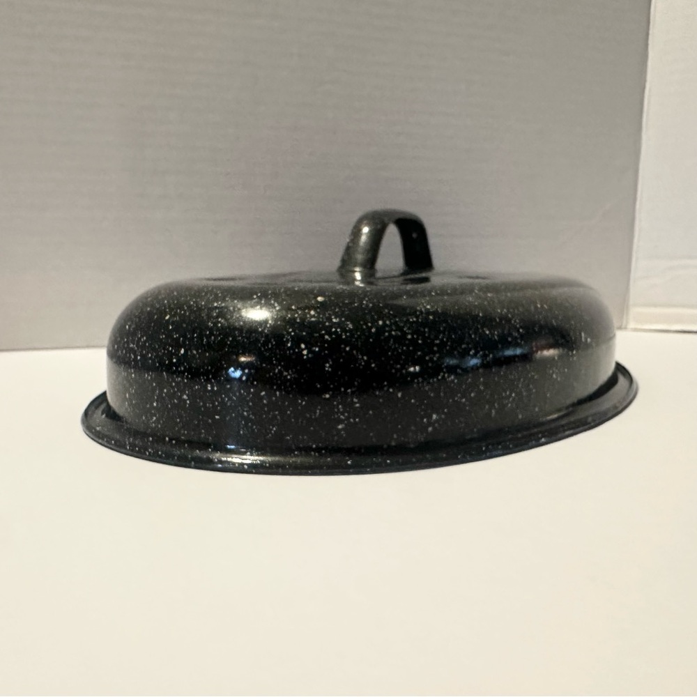 VTG Blue Enamelware Speckled Roaster Roasting Replacement LID ONLY-11 1/4”-USA